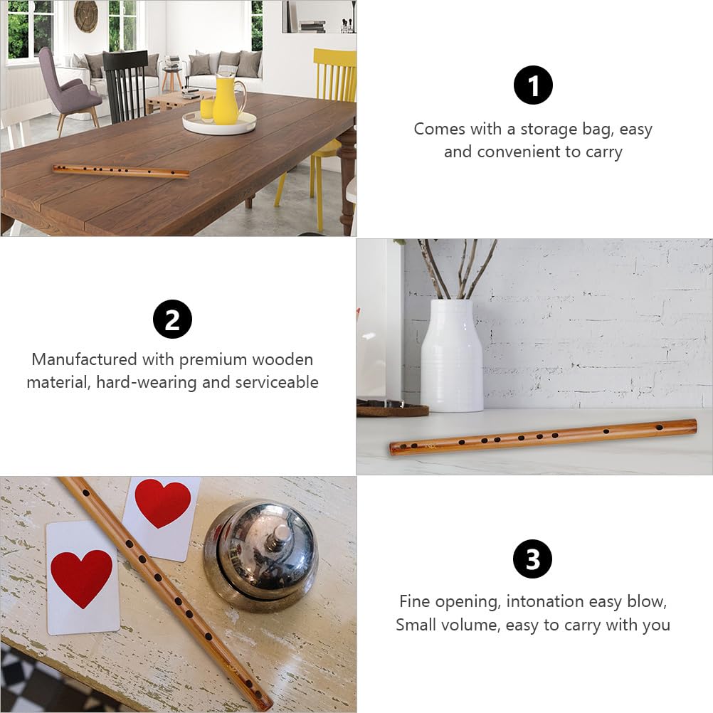 EXCEART Wooden Piccolo Flute - Wood Music Instrument Trumpet Traditional Chinese Musical Instruments Birthday for Beginners (Key